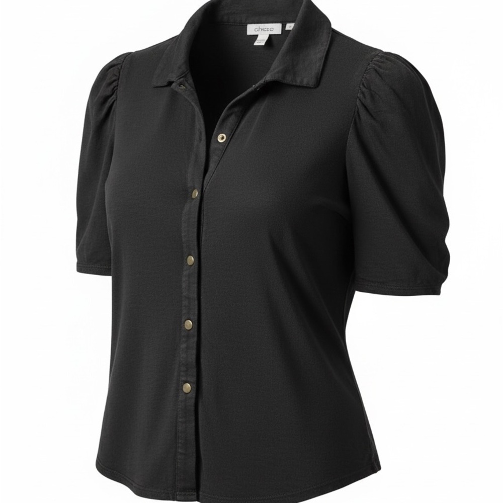 Chico's Black Button-Down Blouse - Picture 3 of 7